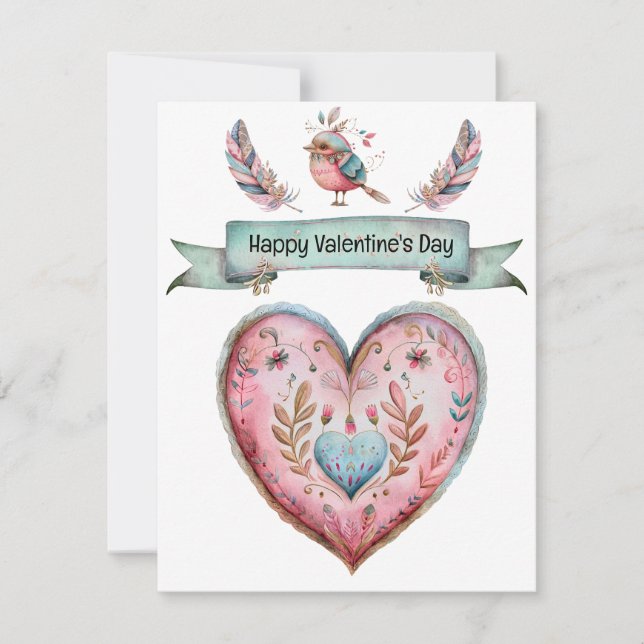 Pastel Pink and Blue Heart Card (Front)