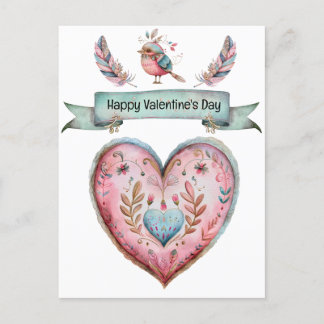 Pastel Pink and Blue Heart Postcard