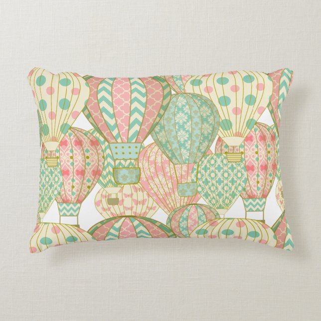 Pastel Pink and Blue Hot Air Balloons Pattern Decorative Cushion (Front)