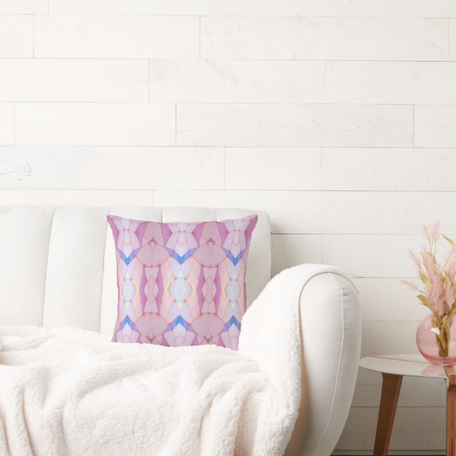 Pastel Pink and Blue Mosaic Accent Pillow (Couch)