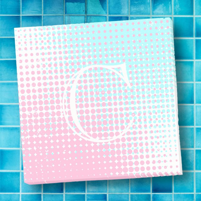 Pastel pink and blue  two-tone gradient monogram post-it notes (Creator Uploaded)