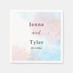 Pastel Pink and Blue Watercolor Wedding Napkins