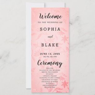 Pastel Pink and Floral Metallic Wedding Program