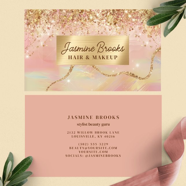 Pastel Pink And Gold Modern Glitter Business Card (Creator Uploaded)