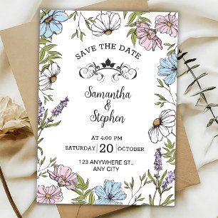 Pastel Pink and Green and Blue Save The Date Invitation