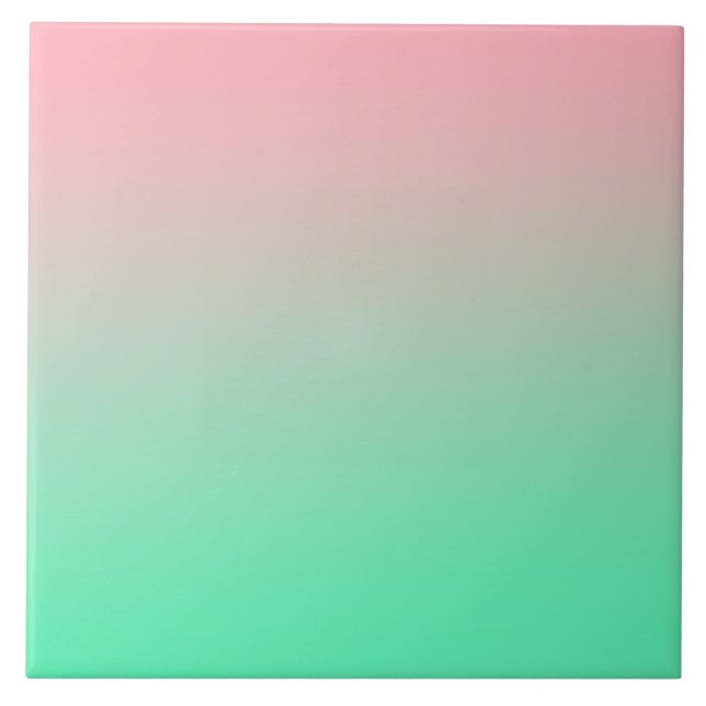 Pastel pink and green gradient ombre pair tile (Front)