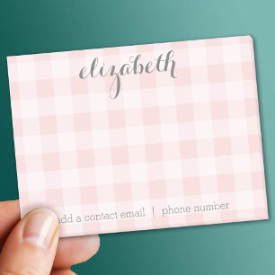 Pastel Pink and Grey Buffalo Check Add Your Name Post-it Notes