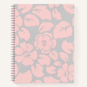 Pastel Pink and Grey Floral Monogram Notebook