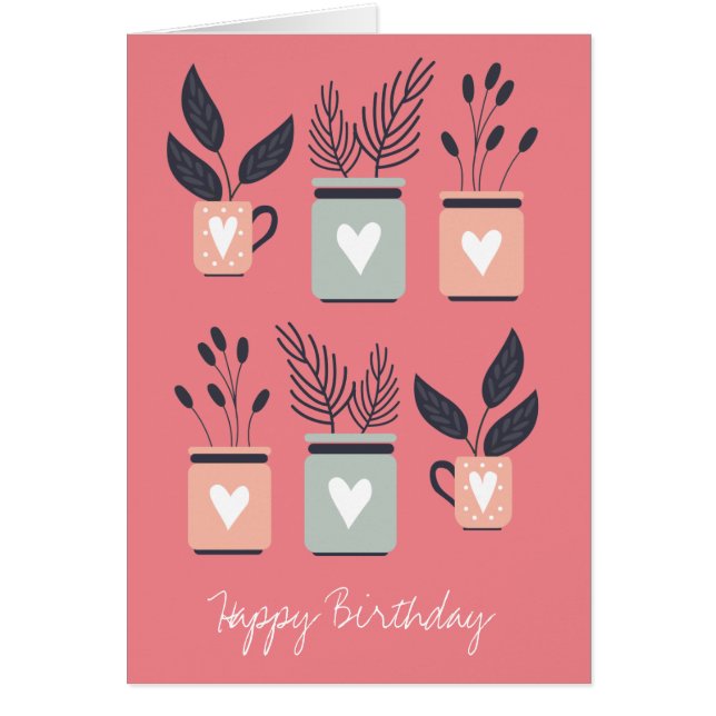 Pastel pink and grey modern pot plants (Front)