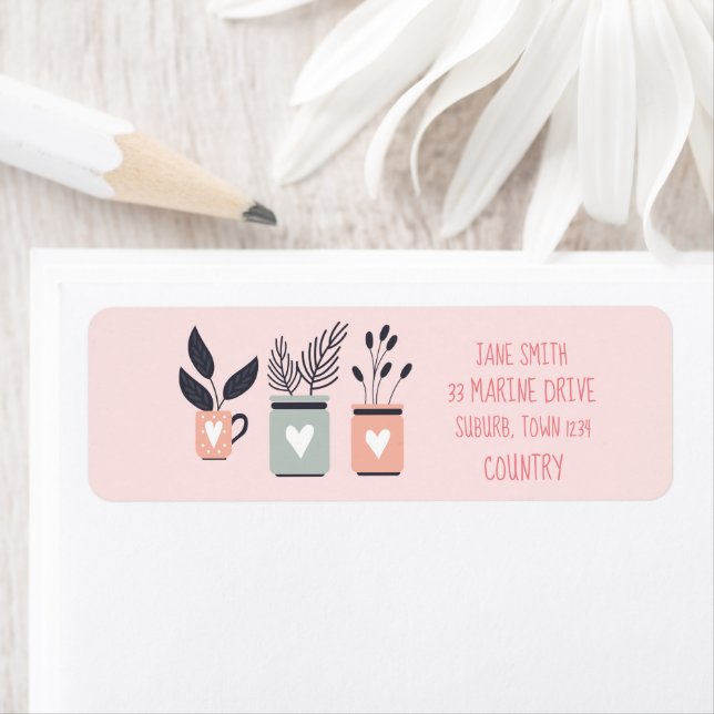 Pastel pink and grey modern pot plants (Insitu)