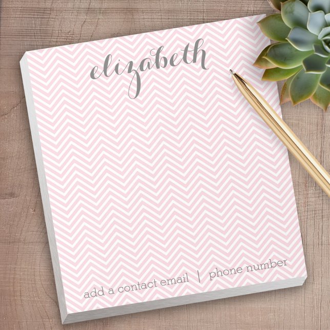 Pastel Pink and Grey Stationery Suite for Women Notepad (Personalized notepad - great for a gift or your home office)
