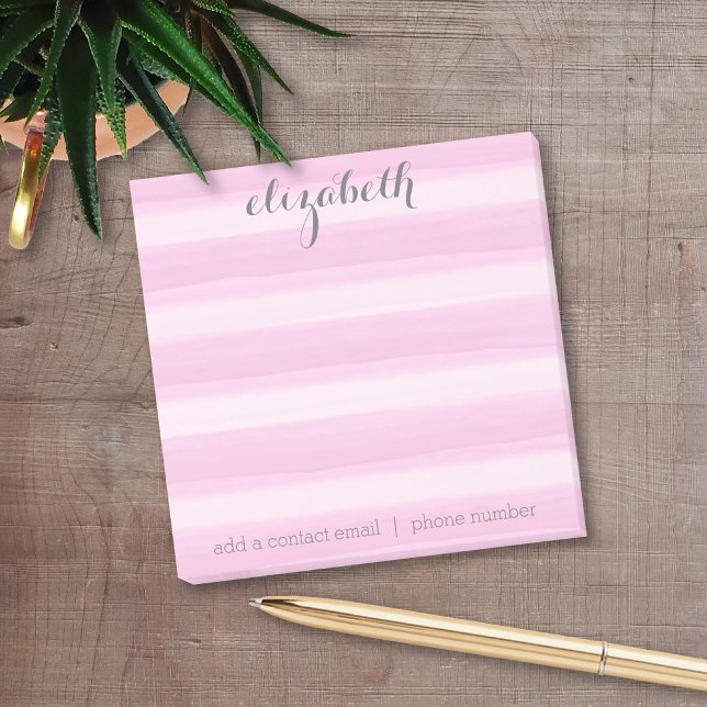 Pastel Pink and Grey Stationery Suite for Women Post-it Notes (Personalized Post It Notepads)