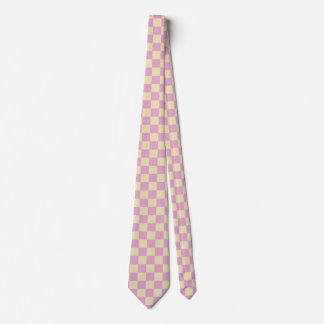 Pastel Pink and Light Yellow Chequerboard Tie