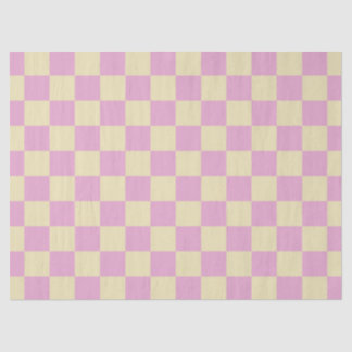 Pastel Pink and Light Yellow Chequerboard Tissue Paper