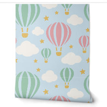 Pastel Pink and Mint Green Balloons and Clouds