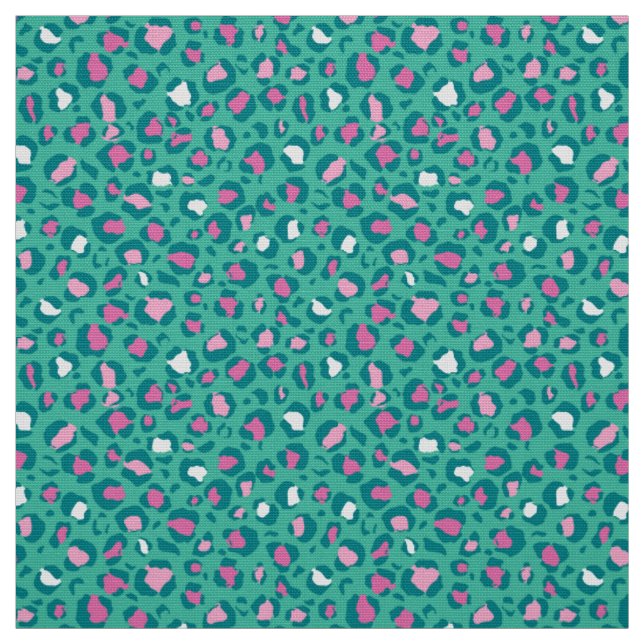 Pastel pink and minty panther fabric (Swatch)