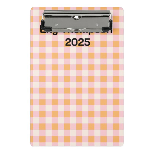 Pastel Pink and Orange Squares Planner  Mini Clipboard (Front)