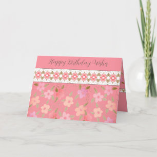 Pastel Pink And Peach Happy Birthday Card