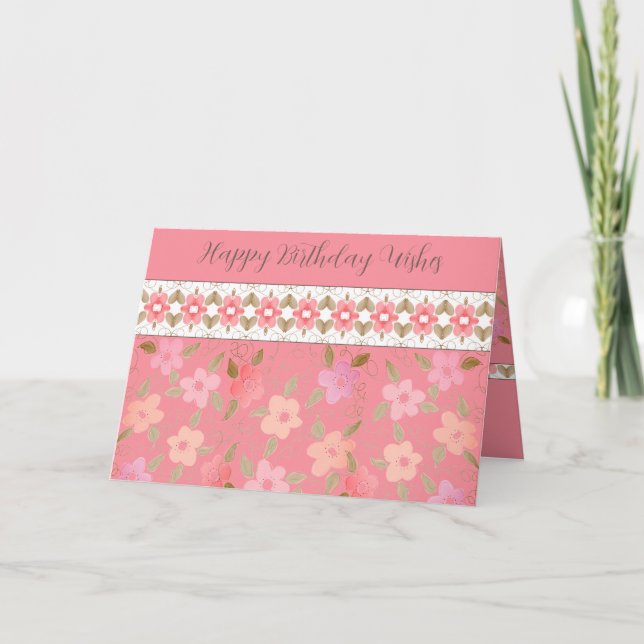 Pastel Pink And Peach Happy Birthday Card (Front)