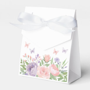 Pastel Pink and Purple Floral Butterfly Favour Box