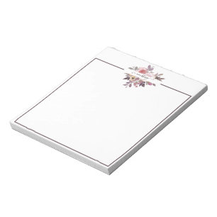 Pastel pink and purple floral personalised notepad