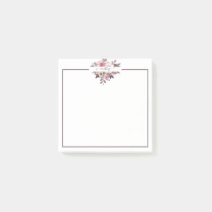 Pastel pink and purple floral personalised post-it notes