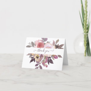 Pastel pink and purple floral personalised  thank  you card