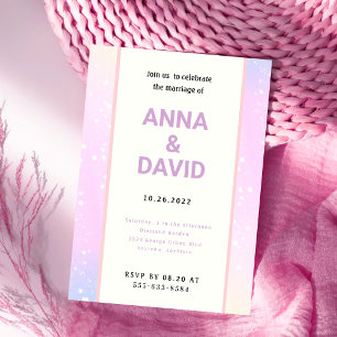 Pastel Pink and Purple Modern Wedding Invitation