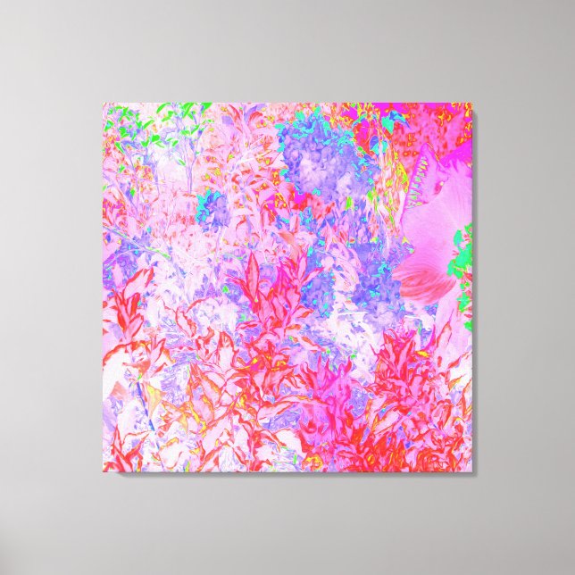 Pastel Pink and Red with Blue Hydrangea Landscape Canvas Print (Front)