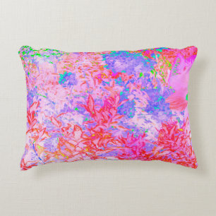 Pastel Pink and Red with Blue Hydrangea Landscape Decorative Cushion
