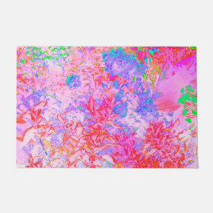 Pastel Pink and Red with Blue Hydrangea Landscape Doormat