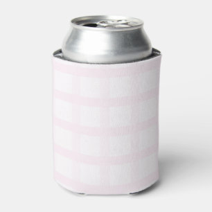 Pastel Pink And Rose Quartz Pink Gingham Pattern Can Cooler