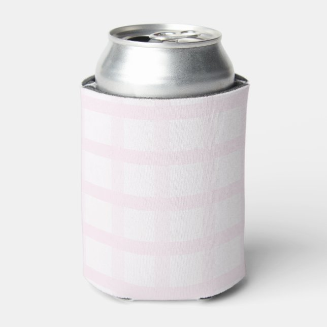 Pastel Pink And Rose Quartz Pink Gingham Pattern Can Cooler (Can Front)