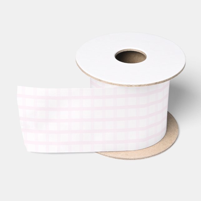 Pastel Pink And Rose Quartz Pink Gingham Pattern Satin Ribbon (Spool)