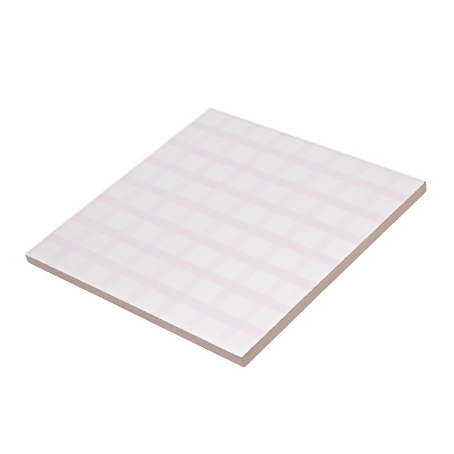 Pastel Pink And Rose Quartz Pink Gingham Pattern  Tile (Side)