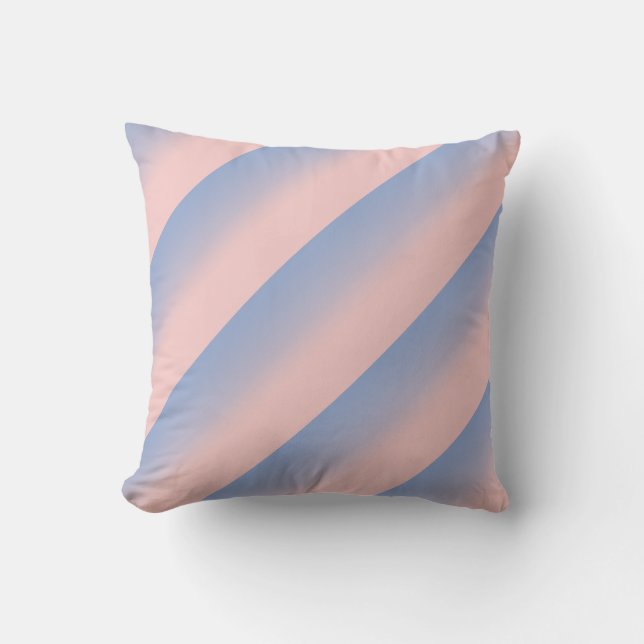 Pastel Pink and Sky Blue striped ombre Cushion (Front)