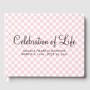 Pastel Pink and White Checker Celebration of Life Guest Book