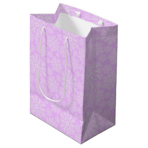 Pastel Pink And White Christmas Snowflakes Pattern Medium Gift Bag