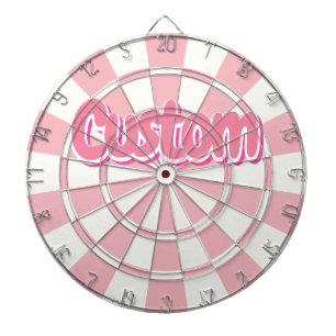 Pastel Pink And White Customizable Text Dartboard