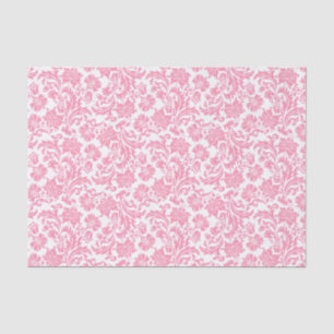 Pastel Pink And White Floral Damasks Tissue Paper