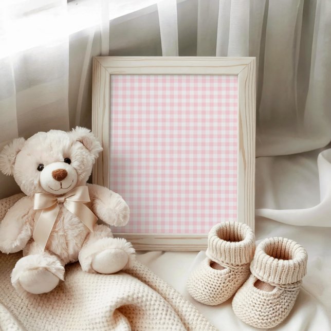 Pastel Pink and White Gingham Poster (Pastel Pink and White Gingham Poster)
