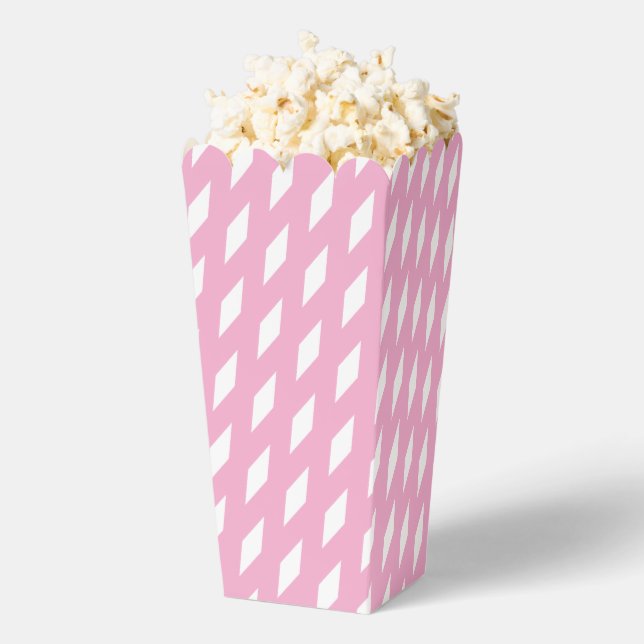 Pastel Pink and White Harlequin Diamond Pattern Po Favour Box (Popped)