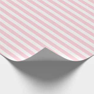 Pastel Pink and White Simple Horizontal Striped Wrapping Paper