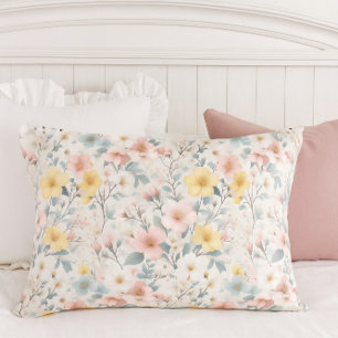 Pastel Pink and Yellow Floral Pillowcase