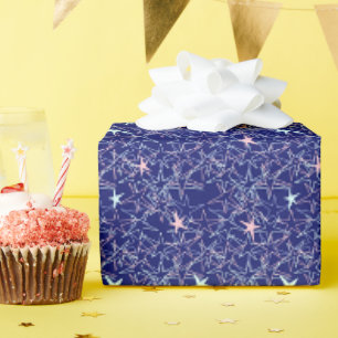 Pastel Pink Aqua Stars Blue Sky  Wrapping Paper
