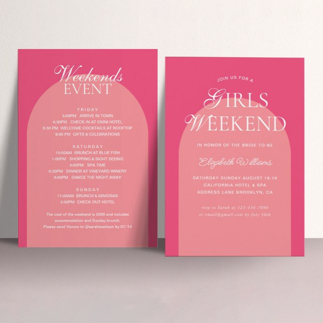 Pastel Pink Arch Girls Weekend Bachelorette Party Invitation (Creator Uploaded)