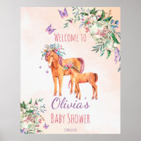 Pastel pink baby horse with mother baby shower