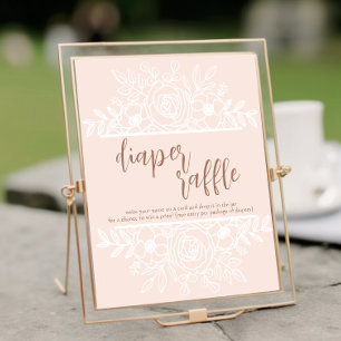 Pastel Pink Baby In Bloom Diaper Raffle Sign
