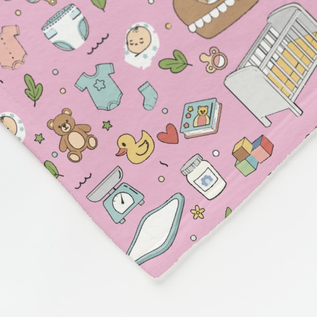 Pastel Pink Baby Nursery Pattern Baby Blanket (Corner)