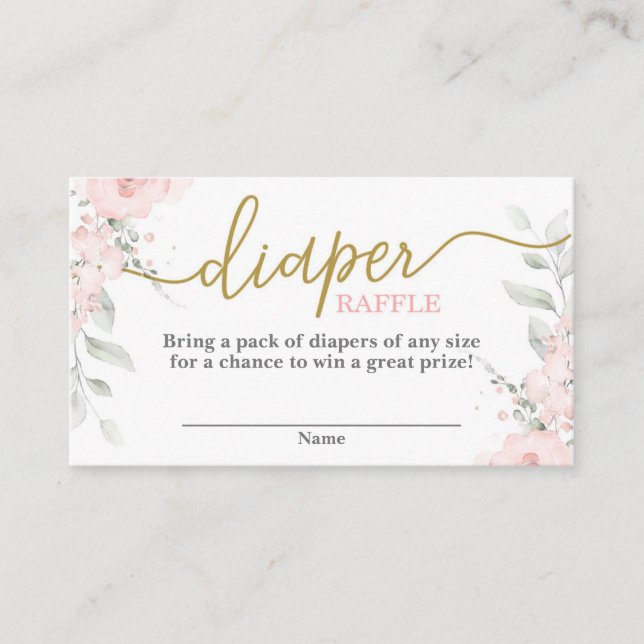 Pastel pink baby shower Diaper Raffle Enclosure Card (Front)